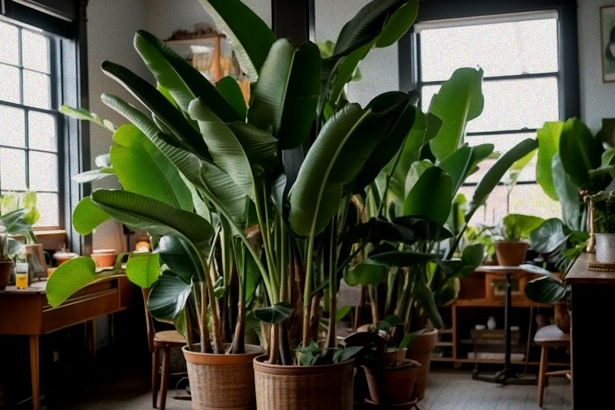 Bewässerung einer Bananenpflanze in Hydrokultur.