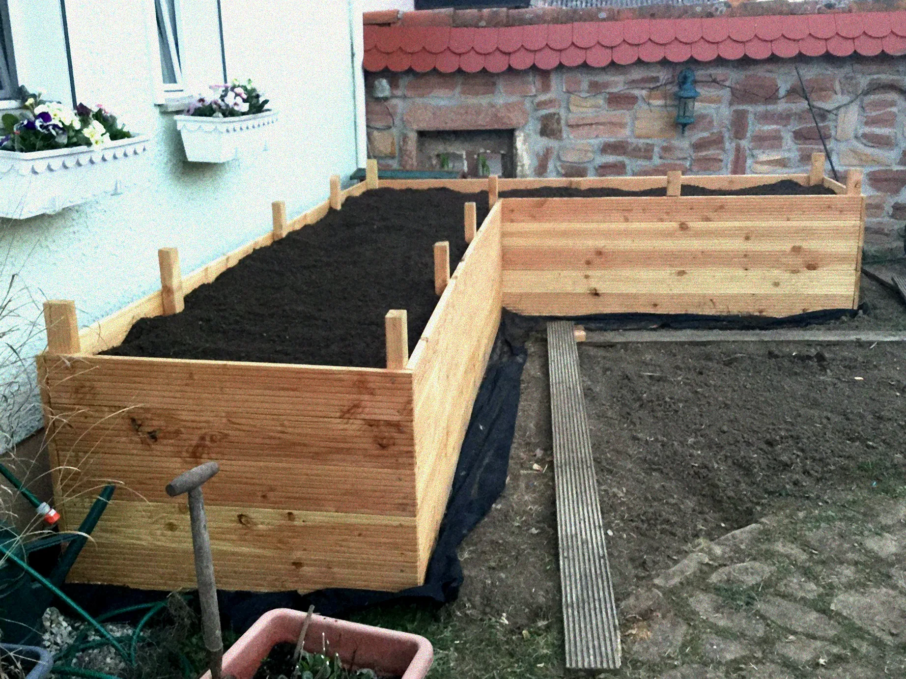 Selbstbau Hochbeet Terrassendielen