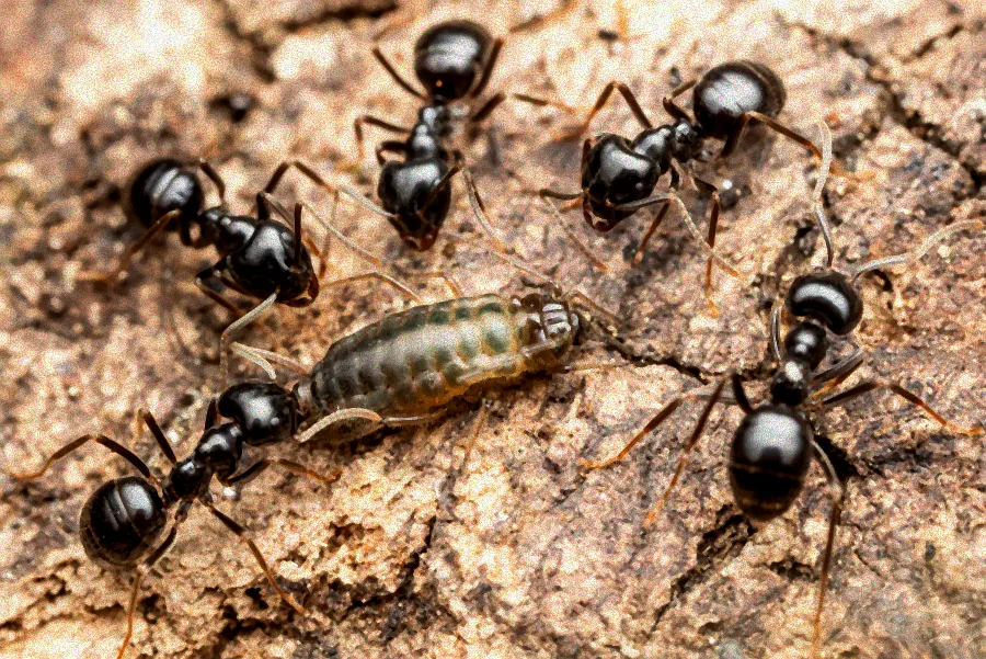 Ameisen auf einer Arbeitsplatte.