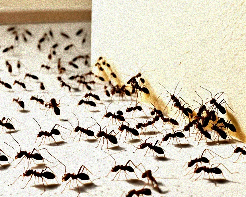 Ameisen auf einem Zuckerwürfel.